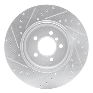 BMW 760I Brake Rotor (1) - Rear Right - R1 Concepts - Drilled & Slotted - Silver - `02-`05